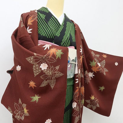 六花-RIKKA- 美品 正絹 紅葉 羽織る、秋の粋！ 長羽織 着物 A6104