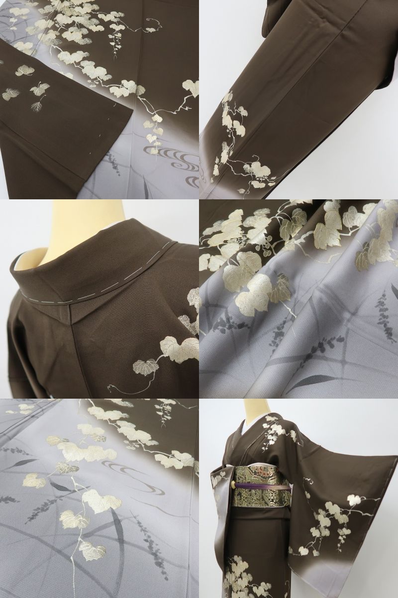 六花-RIKKA- 美品未着用 正絹 作家物落款 この蔦、ただものじゃない! 金駒刺繡 金彩 蔦 訪問着 着物 A6105