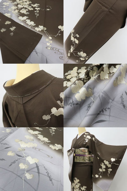 六花-RIKKA- 美品未着用 正絹 作家物落款 この蔦、ただものじゃない! 金駒刺繡 金彩 蔦 訪問着 着物 A6105