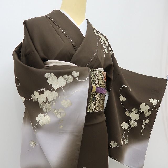 六花-RIKKA- 美品未着用 正絹 作家物落款 この蔦、ただものじゃない! 金駒刺繡 金彩 蔦 訪問着 着物 A6105