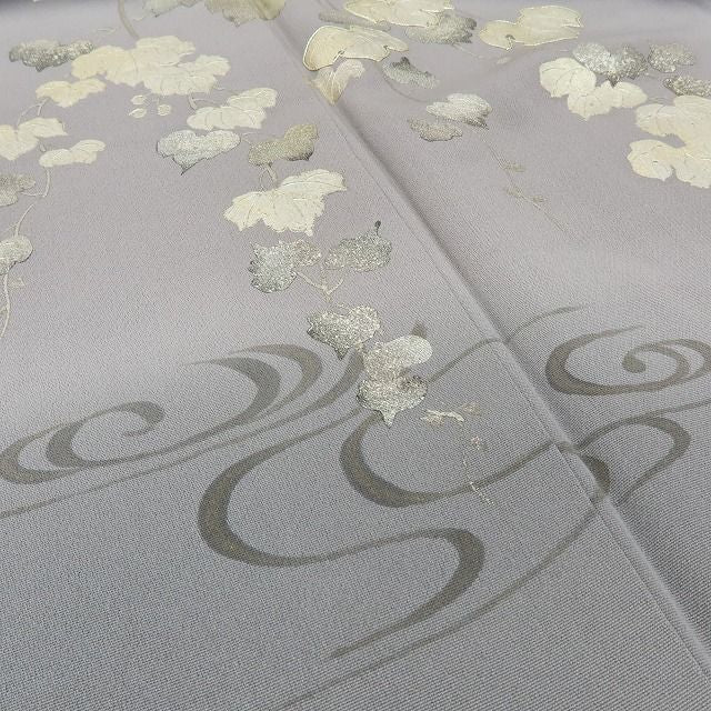 六花-RIKKA- 新品 正絹 金駒刺繡 金彩 蔦 仕付け糸付 ブラックに咲く、金の余韻☆ 訪問着 着物 A6106