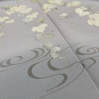 六花-RIKKA- 新品 正絹 金駒刺繡 金彩 蔦 仕付け糸付 ブラックに咲く、金の余韻☆ 訪問着 着物 A6106