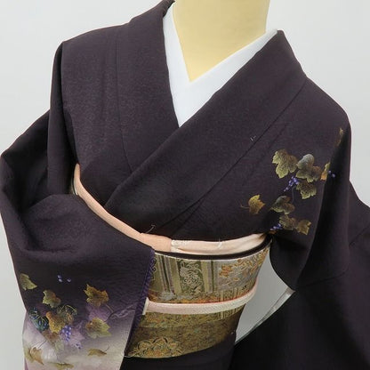 六花-RIKKA- 美品未着用 正絹 さが美謹製 大人レーズンに、蔦葡萄☆ 訪問着 着物 A6107