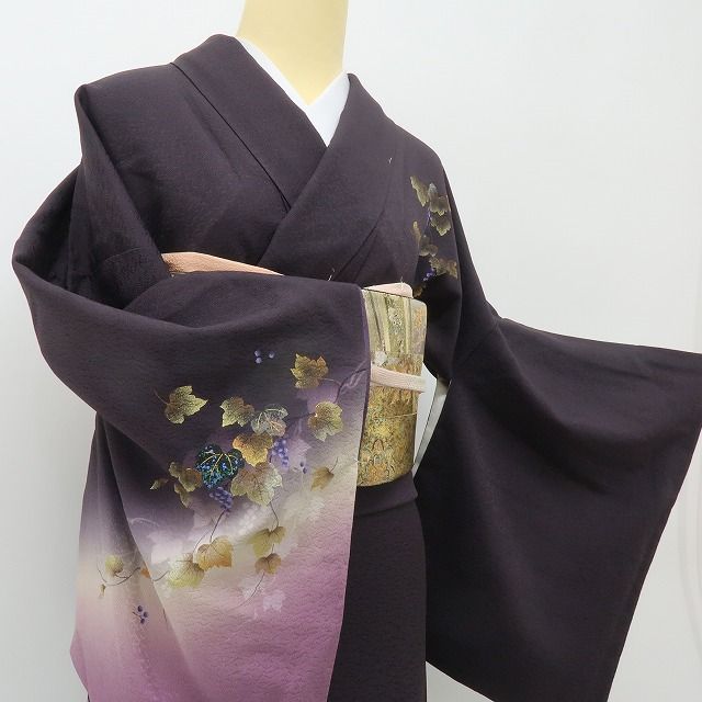 六花-RIKKA- 美品未着用 正絹 さが美謹製 大人レーズンに、蔦葡萄☆ 訪問着 着物 A6107