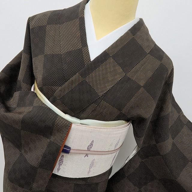 六花-RIKKA- 美品 正絹 市松 トールサイズ 二度見じゃ足りない、三段サプライズ☆ 小紋 着物 A6108