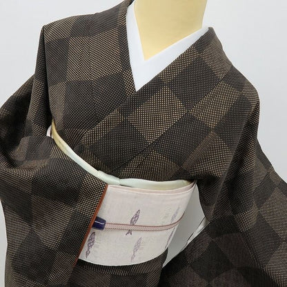 六花-RIKKA- 美品 正絹 市松 トールサイズ 二度見じゃ足りない、三段サプライズ☆ 小紋 着物 A6108