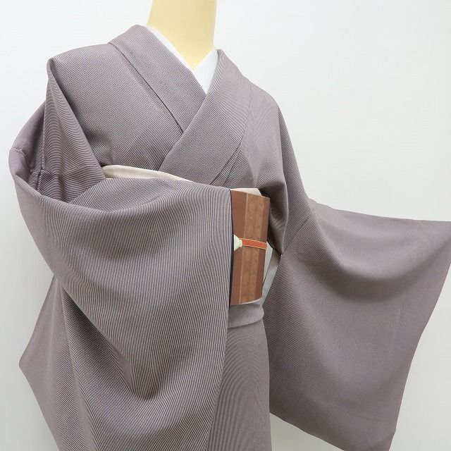 六花-RIKKA- 美品 正絹 万筋 無地と縞を同時に楽しむ感覚！ 江戸小紋 着物 A6109