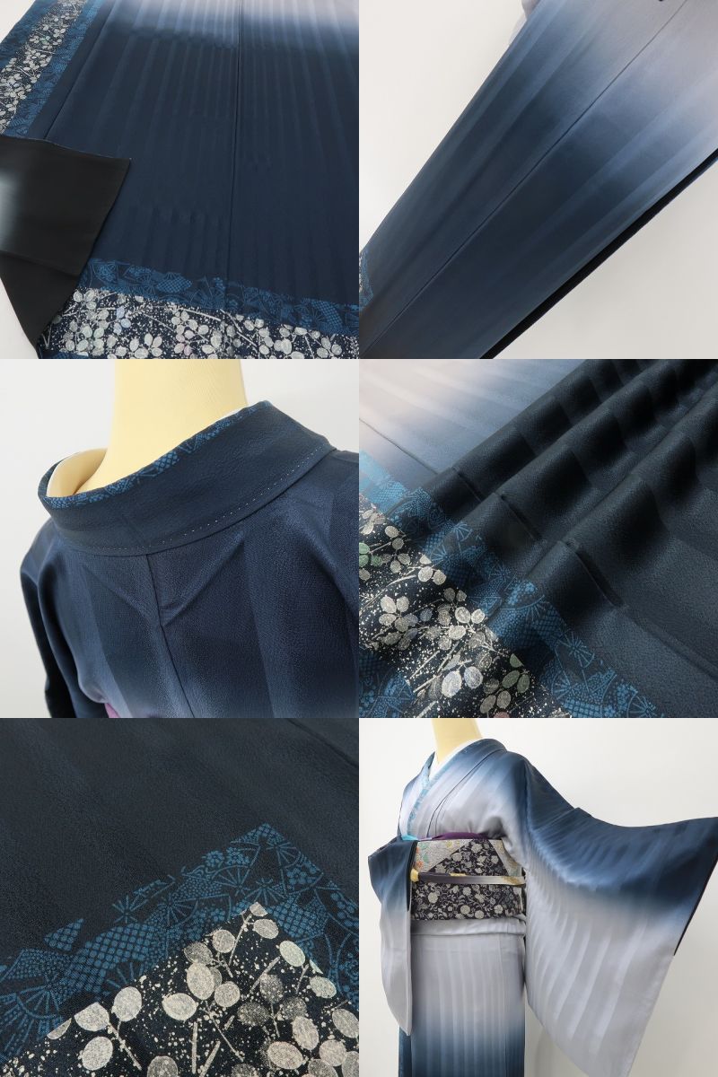 六花-RIKKA- 美品 正絹 萩 花扇 絵になる夜明け前☆ 訪問着 着物 A6111
