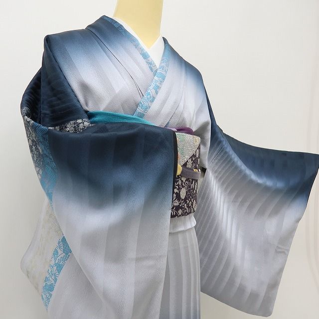 六花-RIKKA- 美品 正絹 萩 花扇 絵になる夜明け前☆ 訪問着 着物 A6111