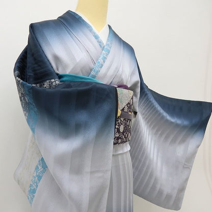 六花-RIKKA- 美品 正絹 萩 花扇 絵になる夜明け前☆ 訪問着 着物 A6111