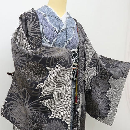 六花-RIKKA- 美品 正絹 菊 シックで片付かない、モードでポップな開花♪ 長羽織 着物 A6113