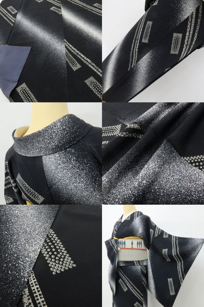六花-RIKKA- 美品 正絹 絞り柄 クールで粋な大人の美しさ！ 小紋 着物 A6115