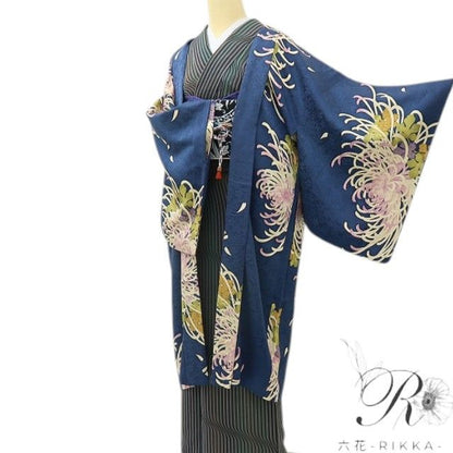 六花-RIKKA- 美品 正絹 乱菊 羽織紐付 丹後ちりめん 乱菊ドン！ドン！花盛り♪ 長羽織 着物 A6128