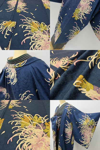 六花-RIKKA- 美品 正絹 乱菊 羽織紐付 丹後ちりめん 乱菊ドン！ドン！花盛り♪ 長羽織 着物 A6128