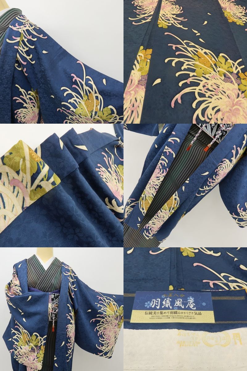 六花-RIKKA- 美品 正絹 乱菊 羽織紐付 丹後ちりめん 乱菊ドン！ドン！花盛り♪ 長羽織 着物 A6128