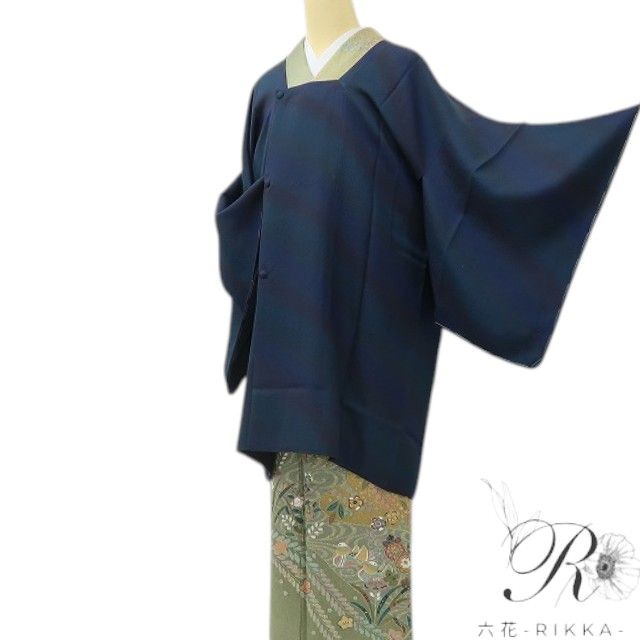 六花-RIKKA- 新品 正絹 暈し リバーシブル 一着で二度美しい！優美な暈しと粋な黒☆ 道行コート 着物 A6129