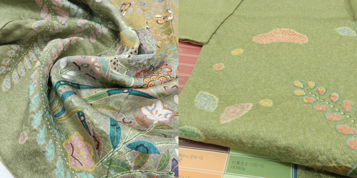 六花-RIKKA- 美品 正絹 絞り 箔散らし 四季の草花と鴛鴦の贅沢なおもてなし♪ トールサイズ 訪問着 着物 A6130