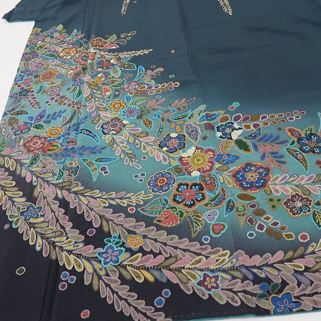 六花-RIKKA- 美品 正絹 絞り トールサイズ 深海に咲く花々に魅せられて♪ 訪問着 着物 A6131