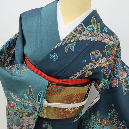 六花-RIKKA- 美品 正絹 絞り トールサイズ 深海に咲く花々に魅せられて♪ 訪問着 着物 A6131