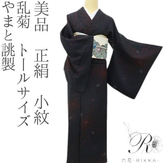六花-RIKKA- 美品 正絹 やまと誂製 乱菊 トールサイズ 夜空に打ち上がる乱菊☆ 小紋 着物 A6132
