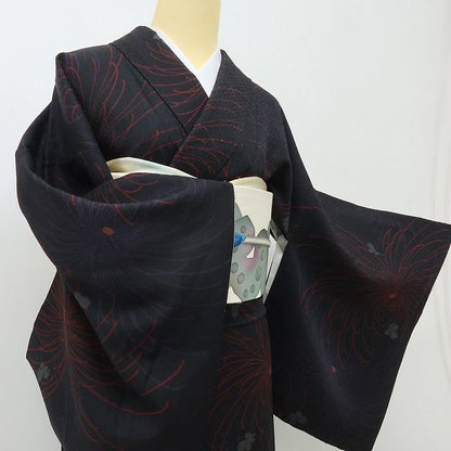 六花-RIKKA- 美品 正絹 やまと誂製 乱菊 トールサイズ 夜空に打ち上がる乱菊☆ 小紋 着物 A6132