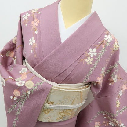 六花-RIKKA- 美品 正絹 花井幸子落款 刺繍 梅や桜、枝垂れ柳、春の庭園の主役になる！ 訪問着 着物 A6141