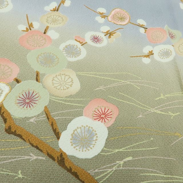 六花-RIKKA- 美品 正絹 花井幸子落款 刺繍 梅や桜、枝垂れ柳、春の庭園の主役になる！ 訪問着 着物 A6141