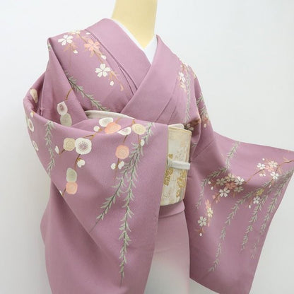 六花-RIKKA- 美品 正絹 花井幸子落款 刺繍 梅や桜、枝垂れ柳、春の庭園の主役になる！ 訪問着 着物 A6141