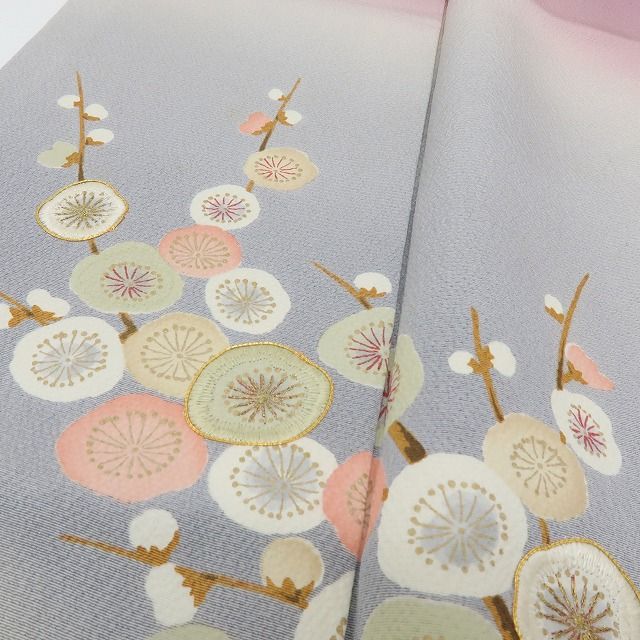 六花-RIKKA- 美品 正絹 花井幸子落款 刺繍 梅や桜、枝垂れ柳、春の庭園の主役になる！ 訪問着 着物 A6141