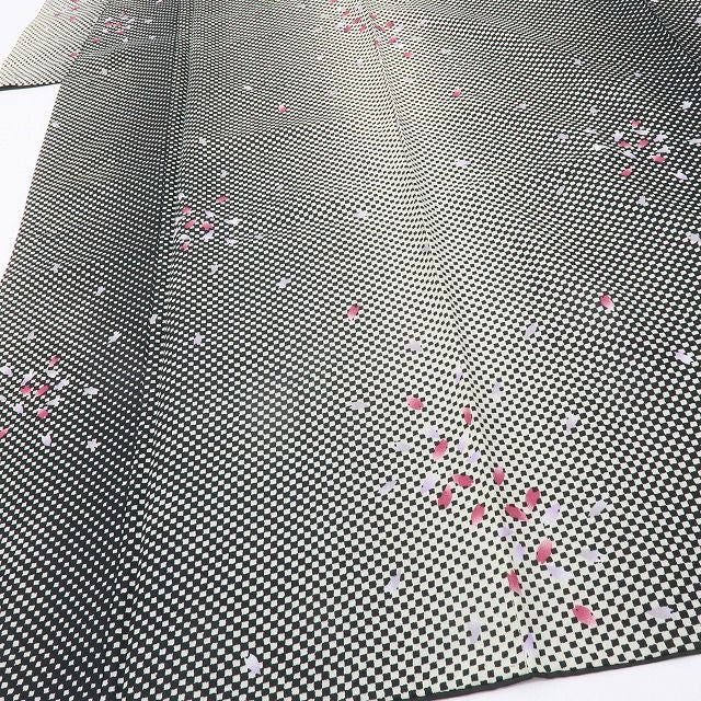六花-RIKKA- 洗える着物 桜 市松 トールサイズ カッコいいのに、ちゃんとカワイイ♪欲張り心をくすぐる桜市松！ 小紋 着物 A6144