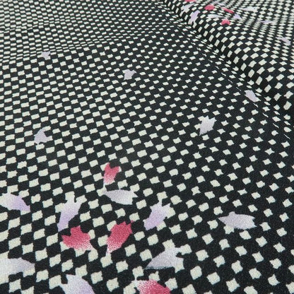 六花-RIKKA- 洗える着物 桜 市松 トールサイズ カッコいいのに、ちゃんとカワイイ♪欲張り心をくすぐる桜市松！ 小紋 着物 A6144