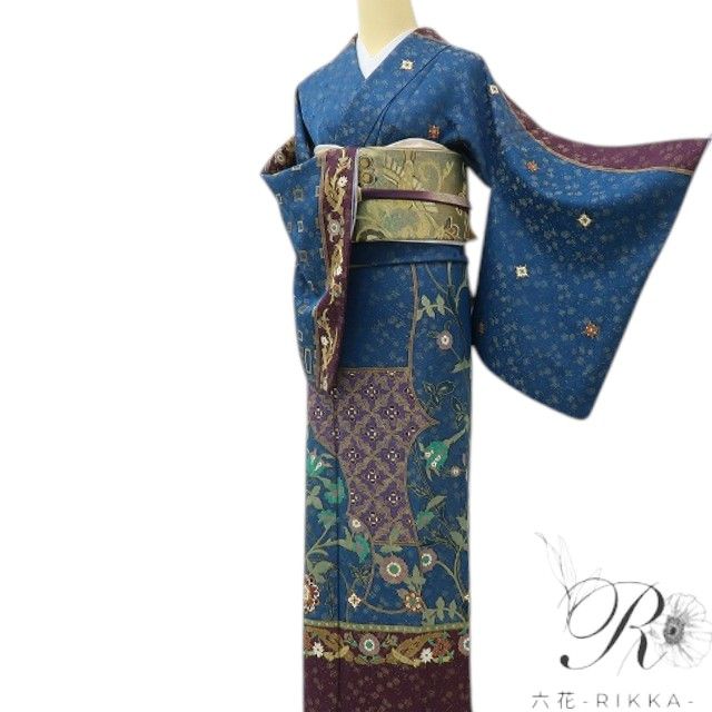 六花-RIKKA- 美品 正絹 友禅作家 千地泰弘落款 東京ますいわ屋謹製 まとう！千地泰弘の美意識☆ 金通し 唐花 訪問着 着物 A6151