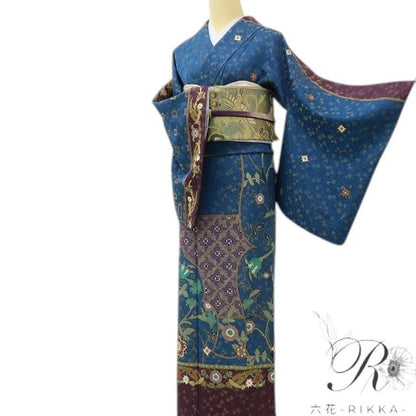 六花-RIKKA- 美品 正絹 友禅作家 千地泰弘落款 東京ますいわ屋謹製 まとう！千地泰弘の美意識☆ 金通し 唐花 訪問着 着物 A6151