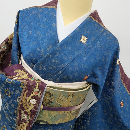 六花-RIKKA- 美品 正絹 友禅作家 千地泰弘落款 東京ますいわ屋謹製 まとう！千地泰弘の美意識☆ 金通し 唐花 訪問着 着物 A6151