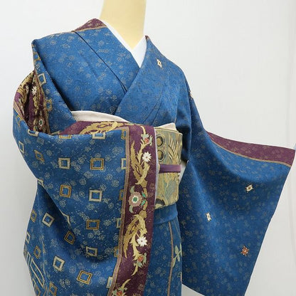 六花-RIKKA- 美品 正絹 友禅作家 千地泰弘落款 東京ますいわ屋謹製 まとう！千地泰弘の美意識☆ 金通し 唐花 訪問着 着物 A6151