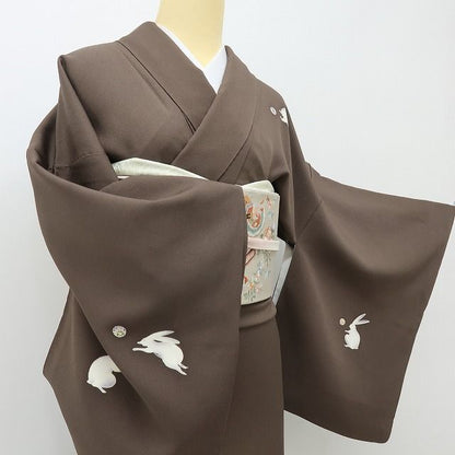 六花-RIKKA- 美品 正絹 兎 鞠 月 桜 月夜の物語を紡ぐ、ドラマチックな劇場！ 訪問着 着物 A6160