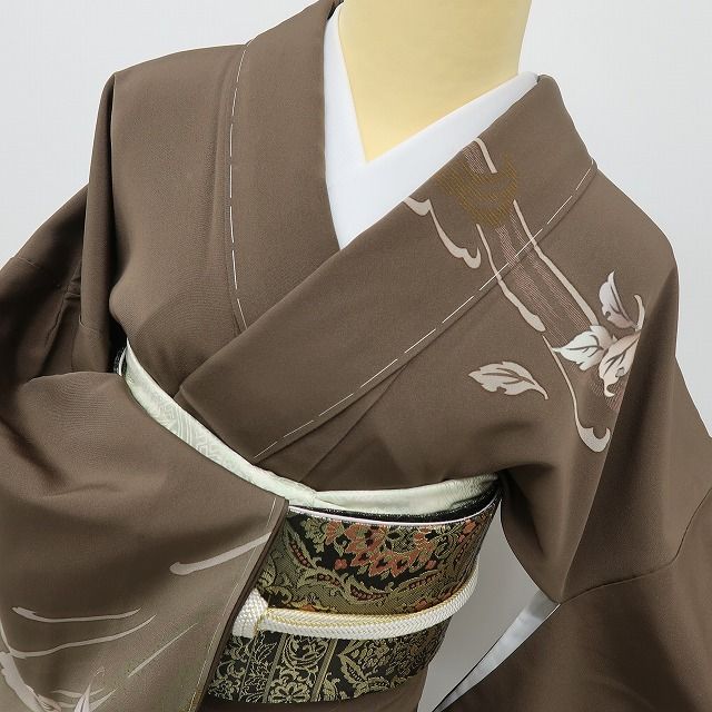 六花-RIKKA-  美品未着用 正絹 秋風に舞う木の葉に、孔雀トリック☆ 訪問着 着物 A6164