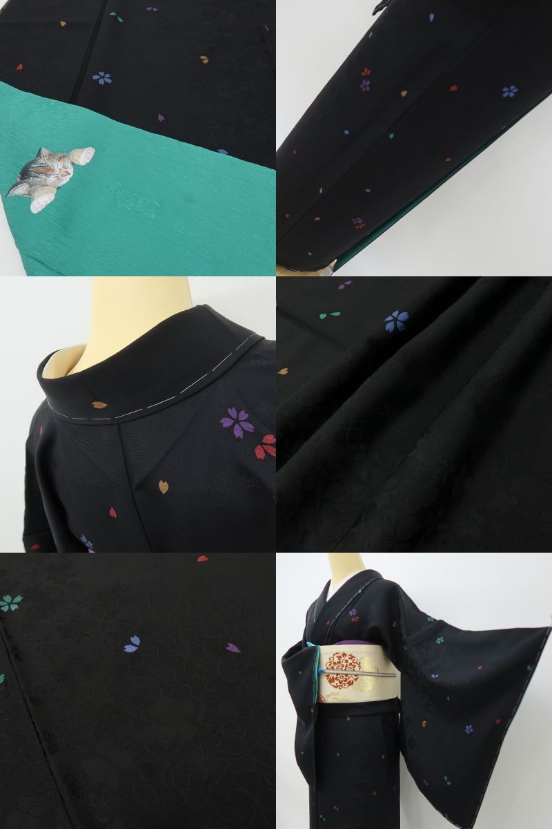 六花-RIKKA- 新品 正絹 アトリエ聖jin苑 児島廣和落款 桜 ニャァな遊び心を秘めた、桜物語♪ 仕付け糸付 小紋 着物 A6165