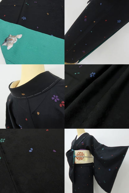 六花-RIKKA- 新品 正絹 アトリエ聖jin苑 児島廣和落款 桜 ニャァな遊び心を秘めた、桜物語♪ 仕付け糸付 小紋 着物 A6165