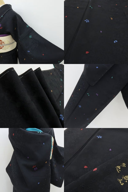 六花-RIKKA- 新品 正絹 アトリエ聖jin苑 児島廣和落款 桜 ニャァな遊び心を秘めた、桜物語♪ 仕付け糸付 小紋 着物 A6165