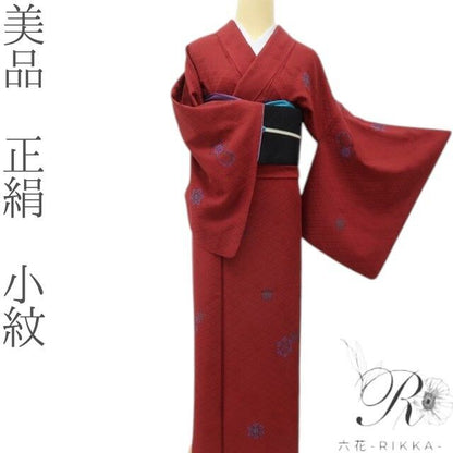 六花-RIKKA- 美品 正絹 冬の街をドラマチックに変える、花咲く結晶☆ 小紋 着物 A6167