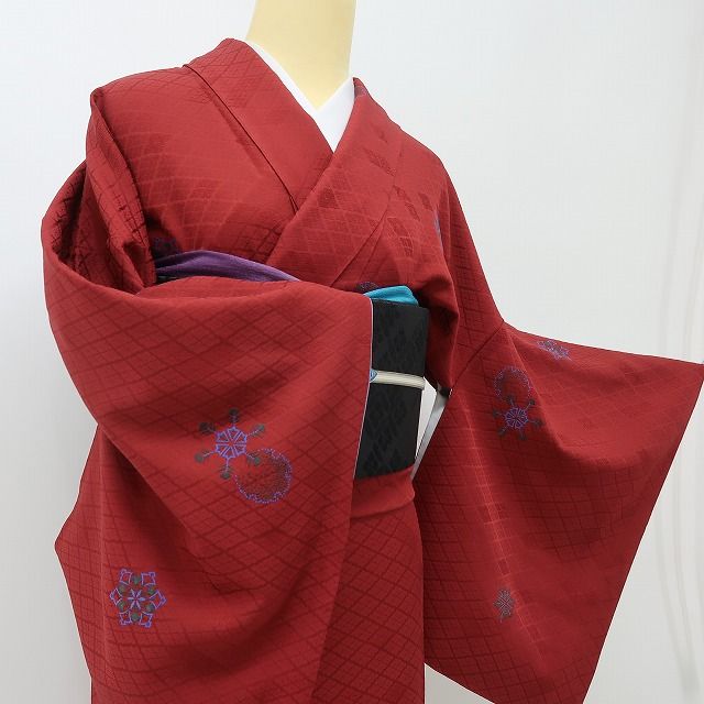 六花-RIKKA- 美品 正絹 冬の街をドラマチックに変える、花咲く結晶☆ 小紋 着物 A6167