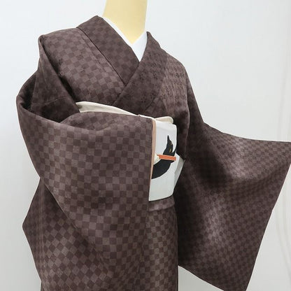 六花-RIKKA- 美品 正絹 市松 桜 そっと、そ〜っと忍ぶ、隠れ桜の遊び心! 小紋 着物 A6170