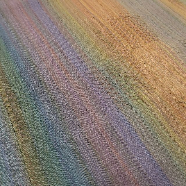 六花-RIKKA- 美品 正絹 単衣 岩浅公展落款 縦暈し 春と秋のまとう虹☆ ロング丈 道中着 着物 A6171