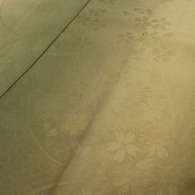 六花-RIKKA- 美品 正絹 縦暈し 桜 ロング丈 ローアンバーの木漏れ日の中の桜♪ 道中着 着物 A6172
