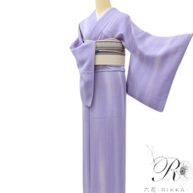 六花-RIKKA- 美品 正絹 縦暈し 縦縞グラデーションに、しゃぼん玉の魔法☆ 小紋 着物 A6173