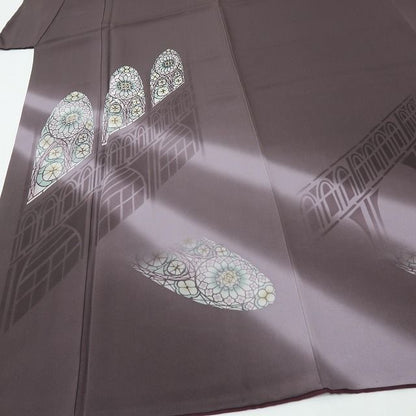 六花-RIKKA- 正絹 花煌路 内田芳光落款 刺繍 伝統を裏切る、ステンドグラスの奇跡☆ 訪問着・袋帯 ２点セット 着物 A6179
