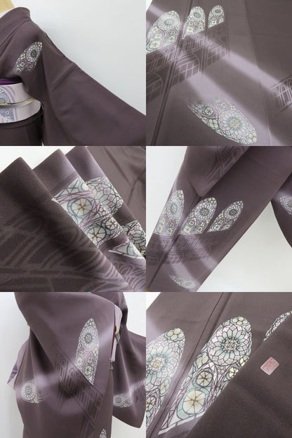 六花-RIKKA- 正絹 花煌路 内田芳光落款 刺繍 伝統を裏切る、ステンドグラスの奇跡☆ 訪問着・袋帯 ２点セット 着物 A6179