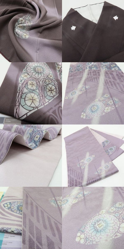 六花-RIKKA- 正絹 花煌路 内田芳光落款 刺繍 伝統を裏切る、ステンドグラスの奇跡☆ 訪問着・袋帯 ２点セット 着物 A6179