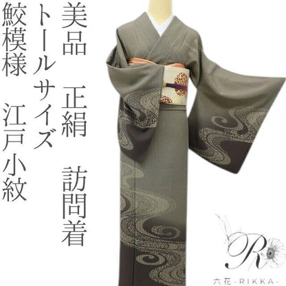 六花-RIKKA- 美品 正絹 鮫模様 トールサイズ 遠目に粋、近づけば華！ 江戸小紋 訪問着 着物 A6180